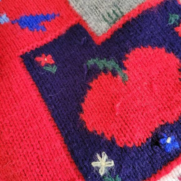 Vintage Women Novelty Twee Shetland Wool Sweater Granny Country Patchwork Large - Picture 13 of 13